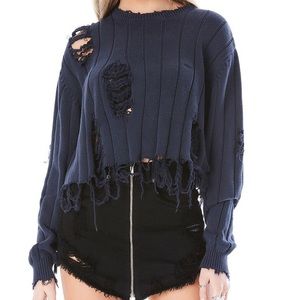 Vintage Distressed Crop Sweater